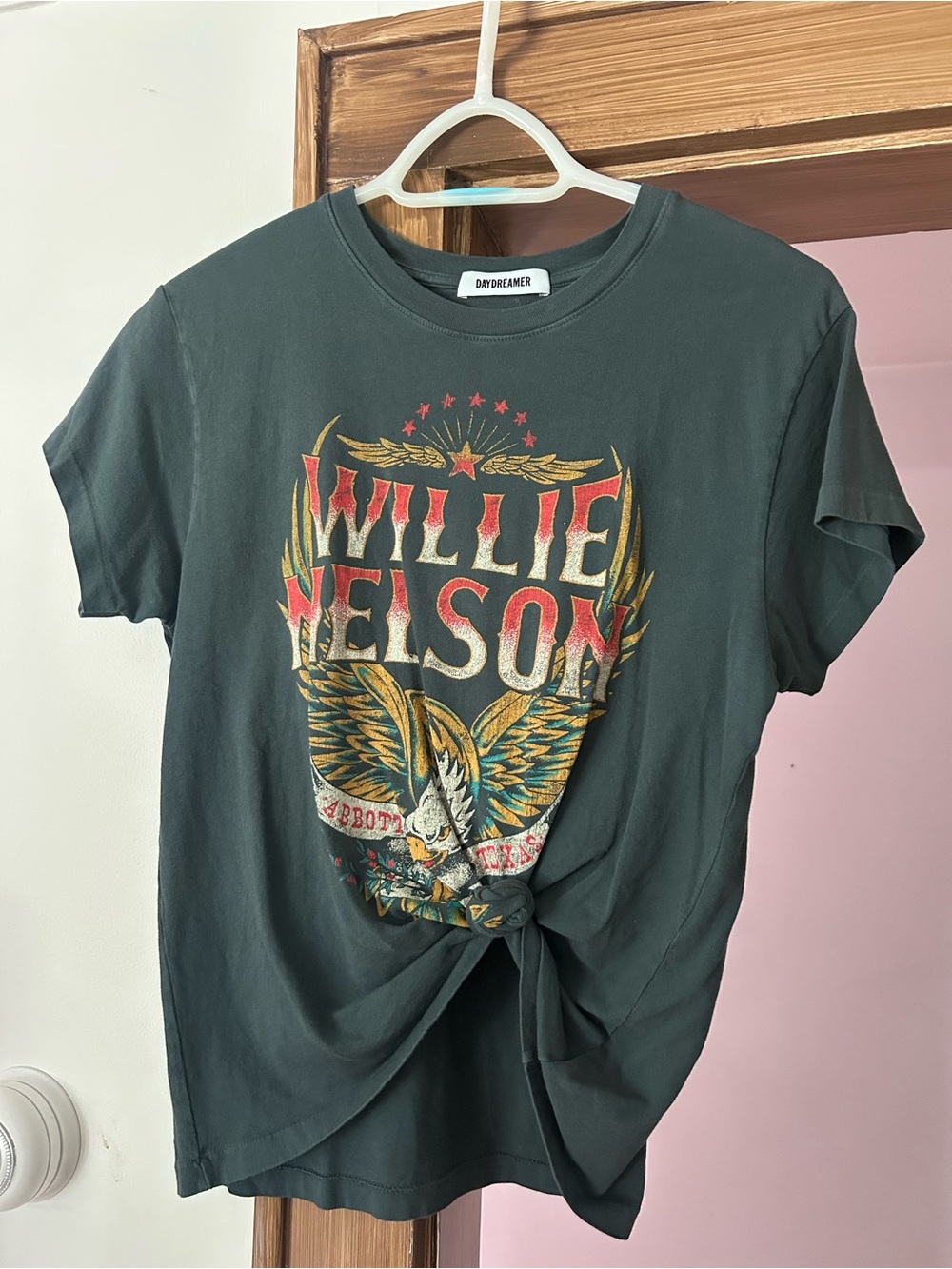 Daydreamer Black Willie Nelson Graphic Tee with Multi-Color Eagle Print - Picture 3 of 6
